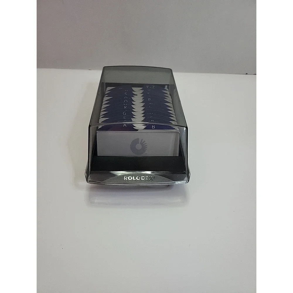 Vintage Rolodex VIP-24C Covered Card File Black Smoke Index Box A-Z Tabs USA